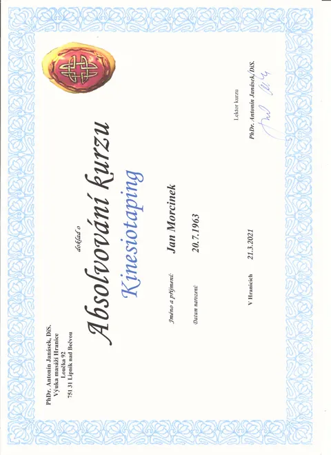 Certifikát Kinesiotaping (2021)